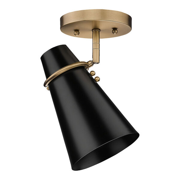 Reeva Black and Modern Brass One-Light Semi-Flush Mount, image 1